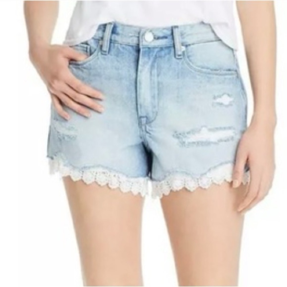 Blank NYC Light Blue Jean Shorts with Lace